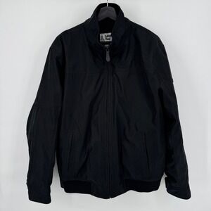 London Fog Men Heritage Bomber Jacket Black Sherpa Lined Full Zip Size Large